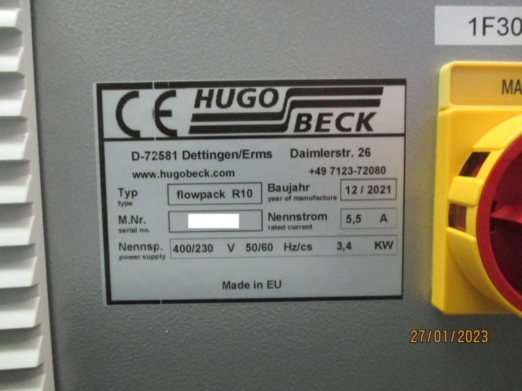 Hugo Beck flowpack R10 Rotative Flowpackmaschine zu verkaufen