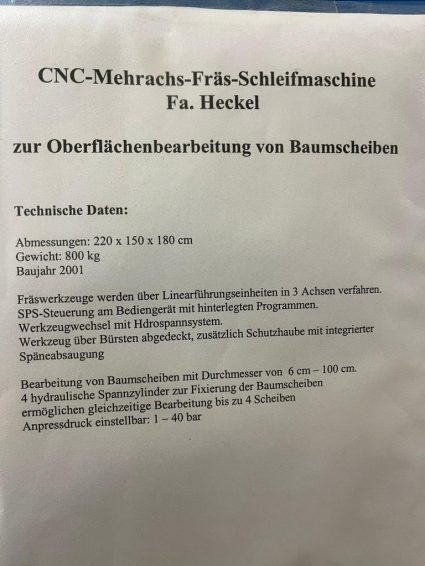 Heckel CNC-Mehrachs-Fräs-Schleifmaschine zu verkaufen