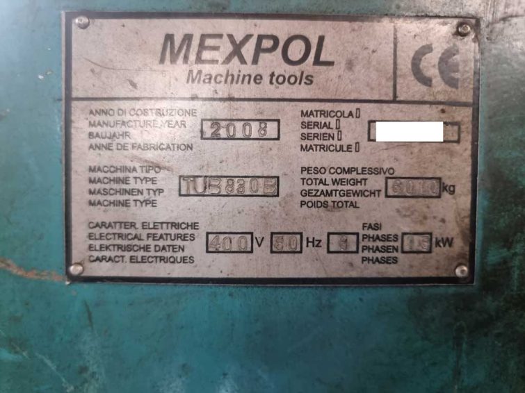 Mexpol WZM TUB 830 B X4000 lathe for sale